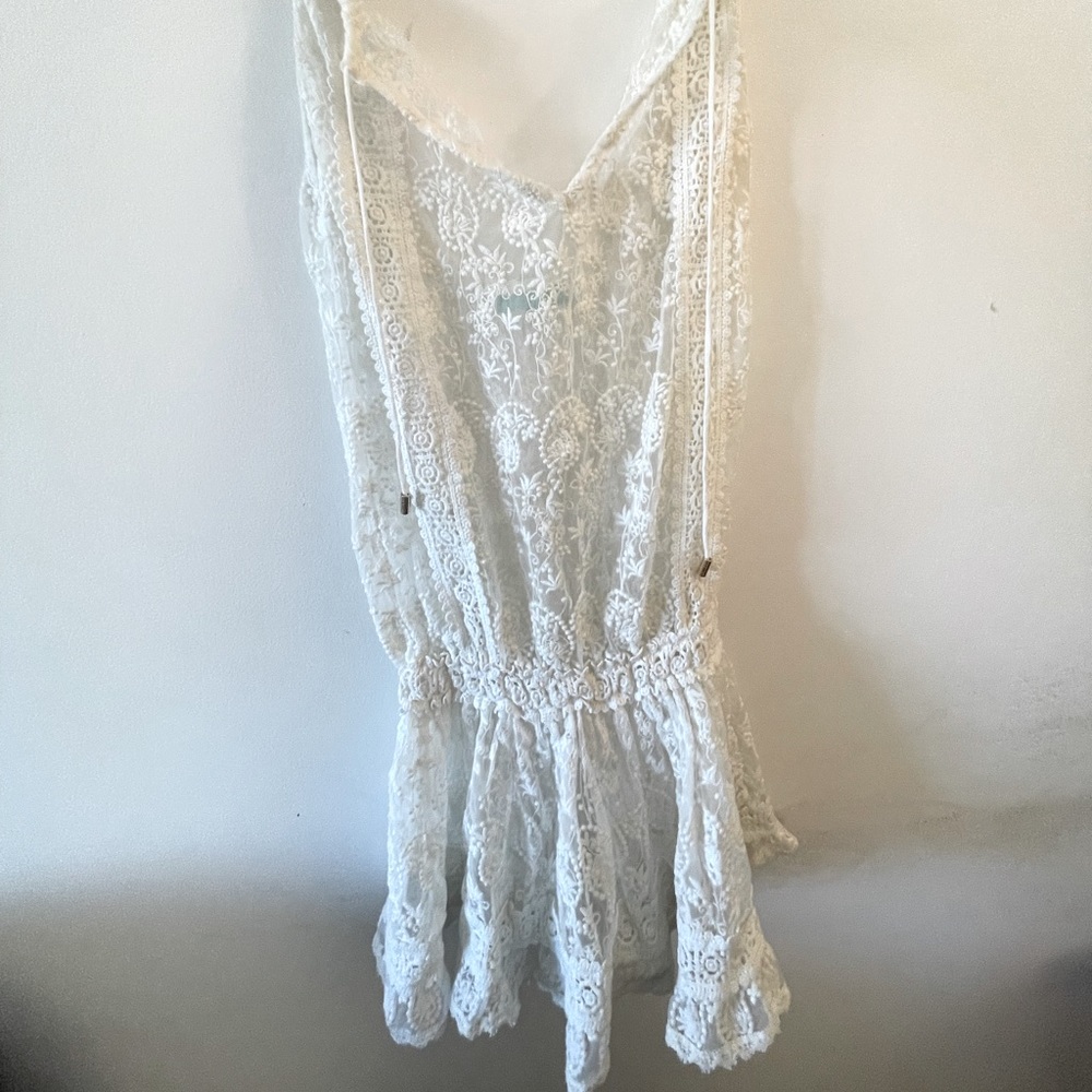 Melissa obadash white crochet beach cover up dress, small
